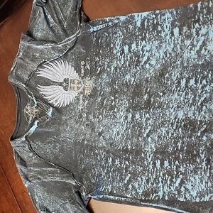 Filter Distressed T-shirt XLARGE Yeal Blue Black